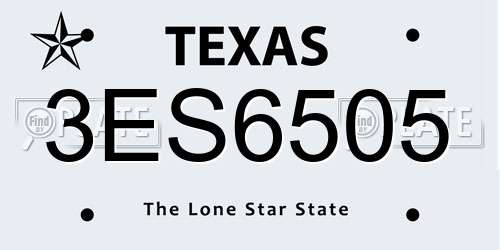 3ES6505 Texas License Plate