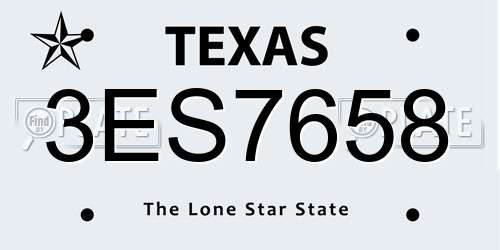 3ES7658 Texas License Plate