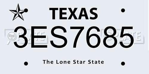 3ES7685 Texas License Plate