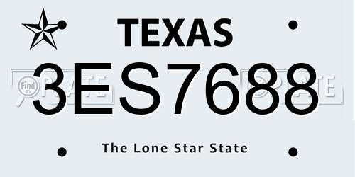 3ES7688 Texas License Plate