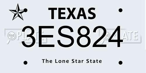 3ES824 Texas License Plate