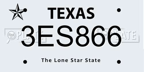 3ES866 Texas License Plate