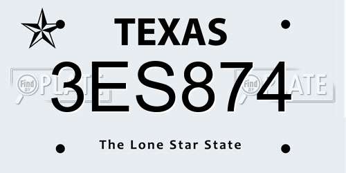 3ES874 Texas License Plate