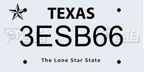 3ESB66 Texas License Plate