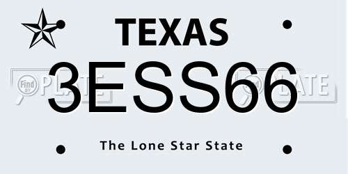 3ESS66 Texas License Plate