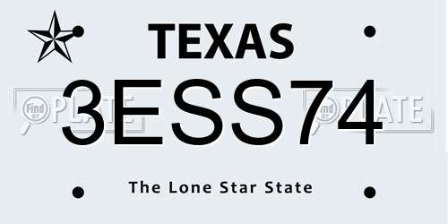 3ESS74 Texas License Plate