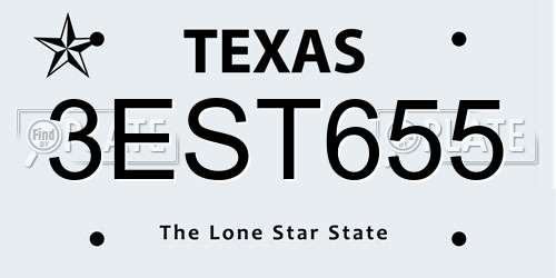 3EST655 Texas License Plate