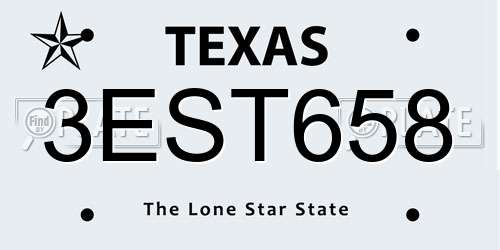 3EST658 Texas License Plate