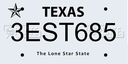 3EST685 Texas License Plate