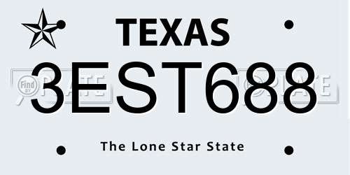 3EST688 Texas License Plate