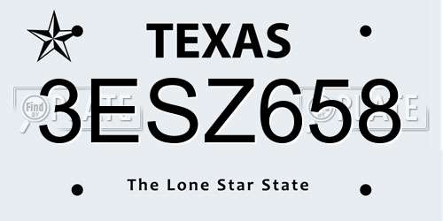 3ESZ658 Texas License Plate