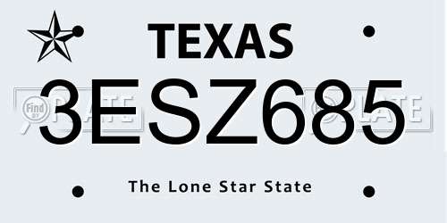 3ESZ685 Texas License Plate
