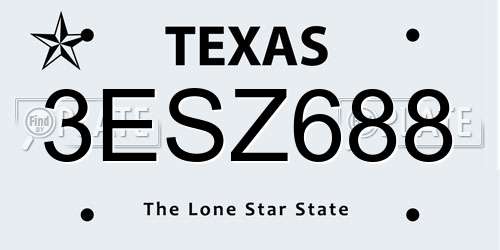 3ESZ688 Texas License Plate