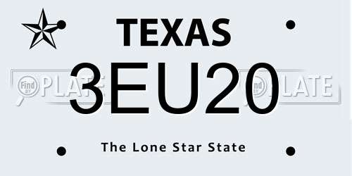 3EU20 Texas License Plate