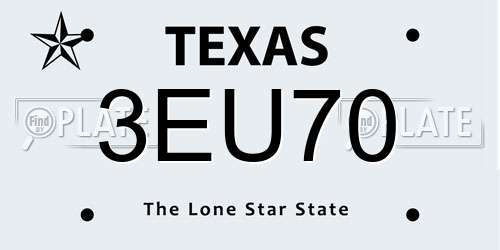 3EU70 Texas License Plate