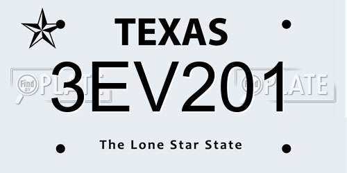 3EV201 Texas License Plate