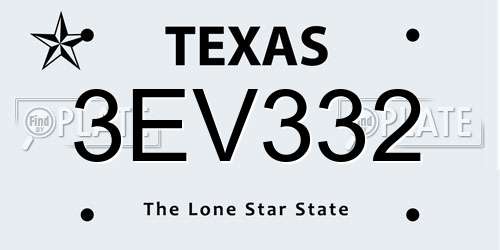 3EV332 Texas License Plate