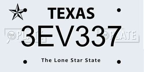 3EV337 Texas License Plate