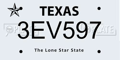 3EV597 Texas License Plate
