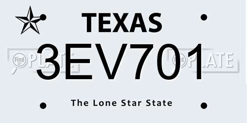 3EV701 Texas License Plate