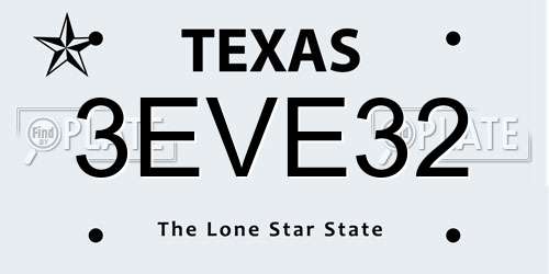 3EVE32 Texas License Plate