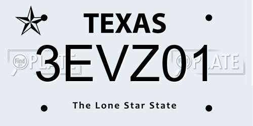 3EVZ01 Texas License Plate