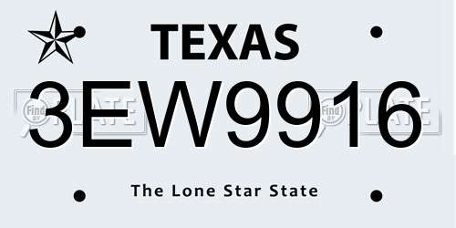 3EW9916 Texas License Plate