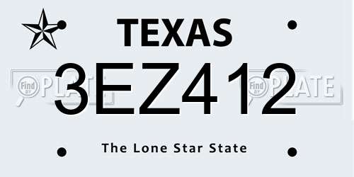3EZ412 Texas License Plate