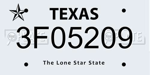 3F05209 Texas License Plate