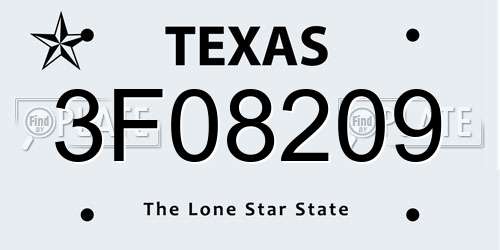 3F08209 Texas License Plate