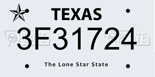 3F31724 Texas License Plate