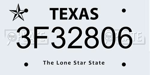 3F32806 Texas License Plate