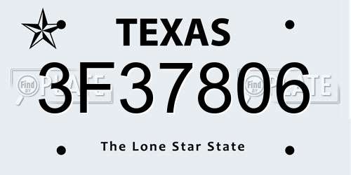 3F37806 Texas License Plate