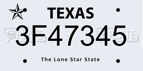 3F47345 Texas License Plate