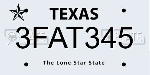 3FAT345 Texas License Plate