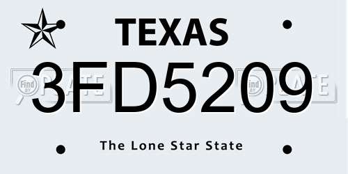 3FD5209 Texas License Plate