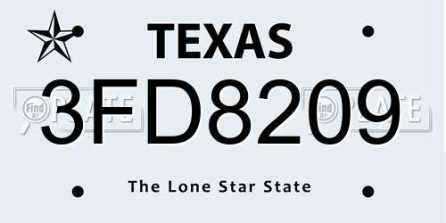 3FD8209 Texas License Plate