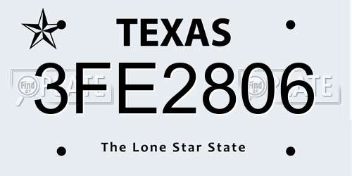 3FE2806 Texas License Plate
