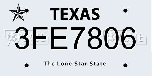 3FE7806 Texas License Plate
