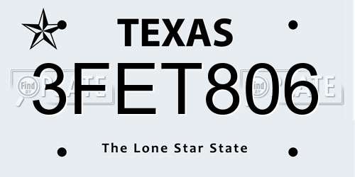 3FET806 Texas License Plate