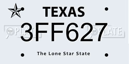 3FF627 Texas License Plate
