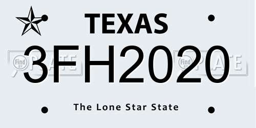 3FH2020 Texas License Plate