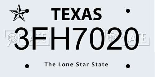 3FH7020 Texas License Plate