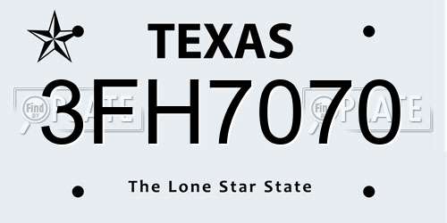 3FH7070 Texas License Plate