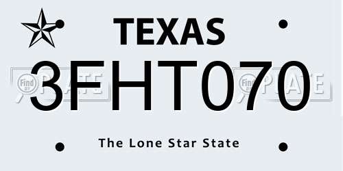3FHT070 Texas License Plate
