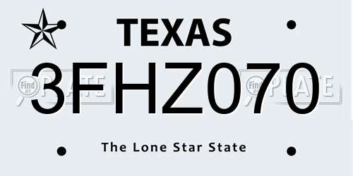 3FHZ070 Texas License Plate