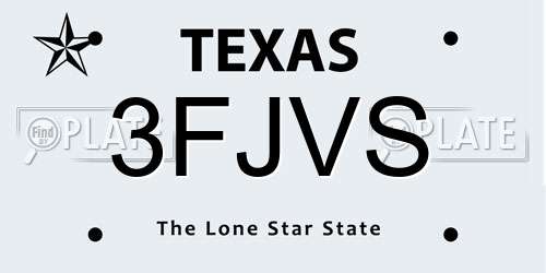 3FJVS Texas License Plate