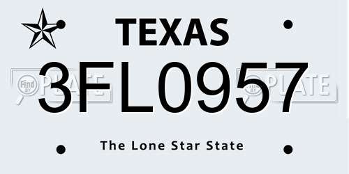 3FL0957 Texas License Plate