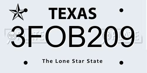 3FOB209 Texas License Plate