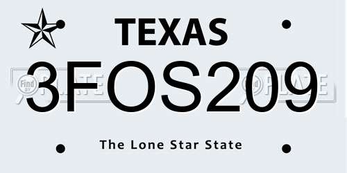 3FOS209 Texas License Plate